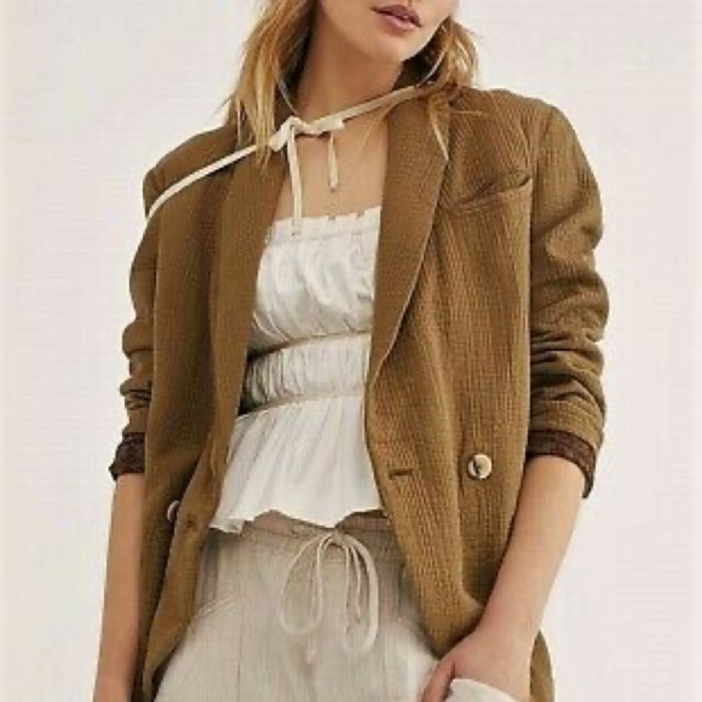 Free People Rowan Blazer Bronzed Olive - Size M